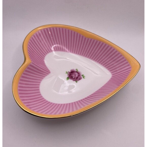 Royal Albert Sweet Stripe Candy Collection Heart Dish Used - Picture 11 of 16